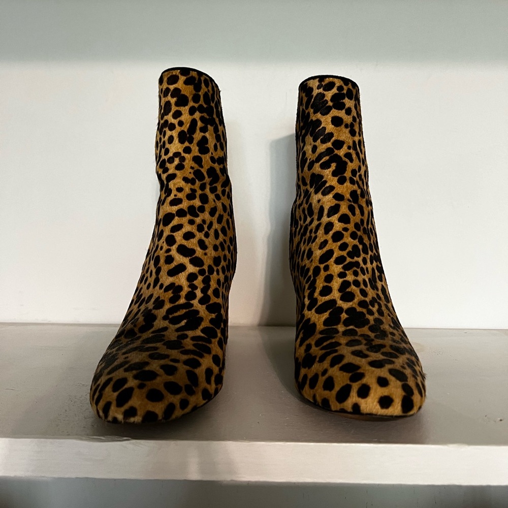 JCrew leopard print boots barely worn womens 10